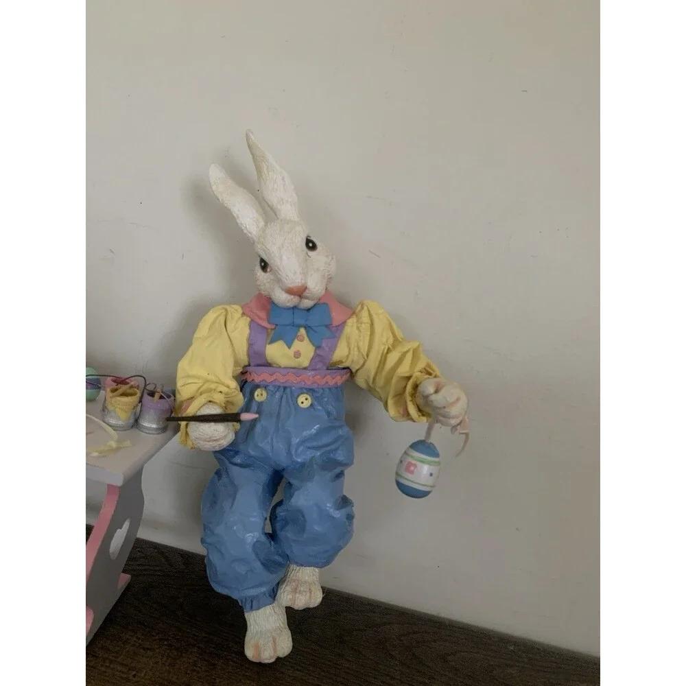 Vintage Midwest of Cannon Falls Easter Egg Bunny Rabbit Fabric Mache 11.5